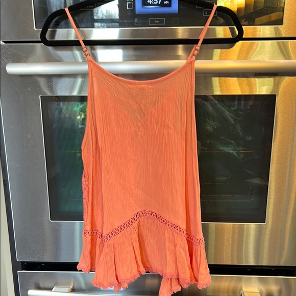 Orange Cropped‎ Camisole with Ruffled Lace - Picture 5 of 5